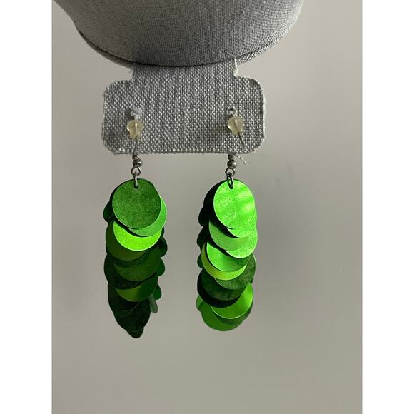 Paparazzi Green SEQUIN Earrings - Picture 4 of 5